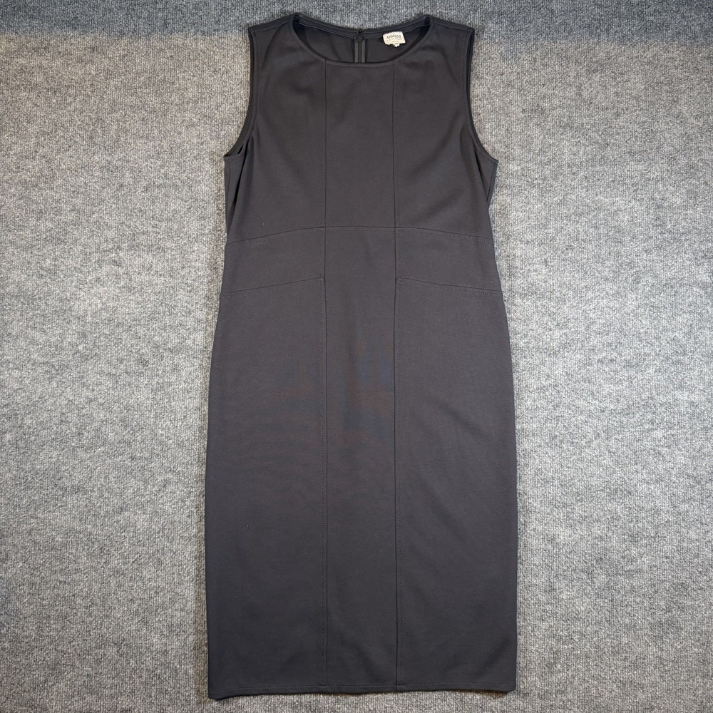 Armani Collezioni Solid Black Shaped Sleeveless Sheath Dress Size 12 Career